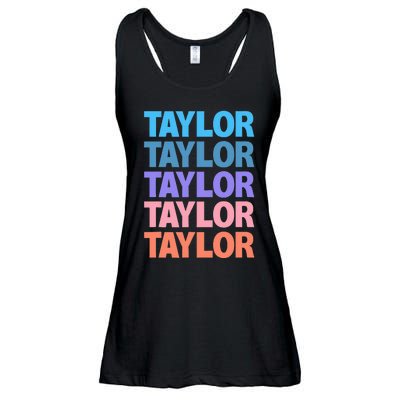 Funny Taylor Name Modern Fit   Classic Black  Text Design Ladies Essential Flowy Tank