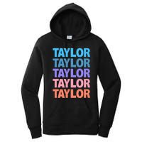 Funny Taylor Name Modern Fit   Classic Black  Text Design Women's Pullover Hoodie