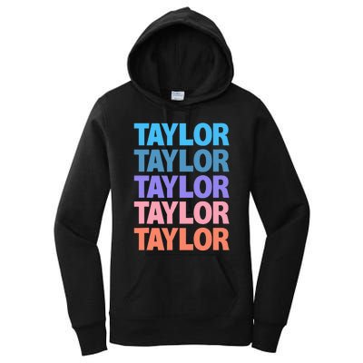 Funny Taylor Name Modern Fit   Classic Black  Text Design Women's Pullover Hoodie