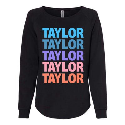 Funny Taylor Name Modern Fit   Classic Black  Text Design Womens California Wash Sweatshirt