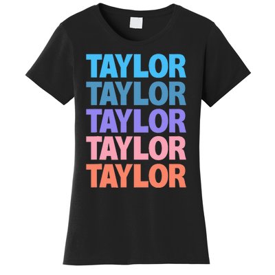 Funny Taylor Name Modern Fit   Classic Black  Text Design Women's T-Shirt