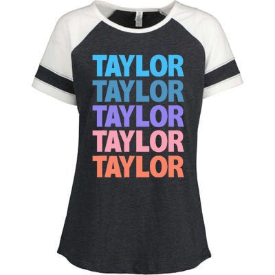 Funny Taylor Name Modern Fit   Classic Black  Text Design Enza Ladies Jersey Colorblock Tee