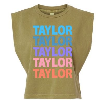 Funny Taylor Name Modern Fit   Classic Black  Text Design Garment-Dyed Women's Muscle Tee