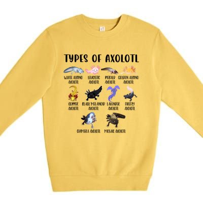 Funny Types Of Axolotl Art Cute Different Species Of Axolotl Premium Crewneck Sweatshirt