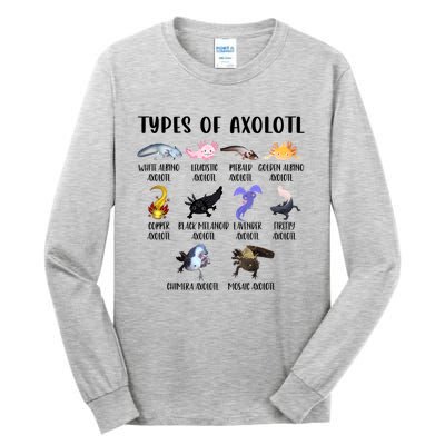 Funny Types Of Axolotl Art Cute Different Species Of Axolotl Tall Long Sleeve T-Shirt