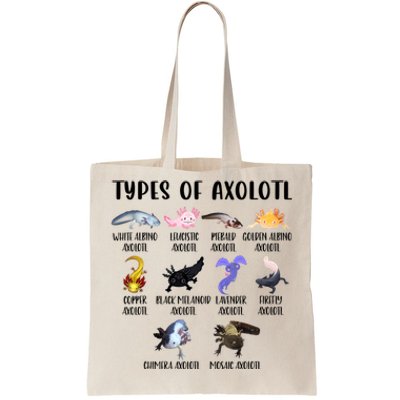 Funny Types Of Axolotl Art Cute Different Species Of Axolotl Tote Bag