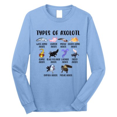 Funny Types Of Axolotl Art Cute Different Species Of Axolotl Long Sleeve Shirt