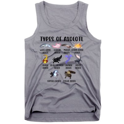 Funny Types Of Axolotl Art Cute Different Species Of Axolotl Tank Top