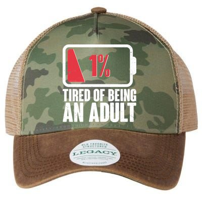 Funny Tired Of Being An Adult Low Battery Legacy Tie Dye Trucker Hat