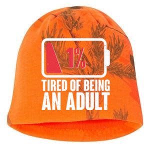 Funny Tired Of Being An Adult Low Battery Kati - Camo Knit Beanie