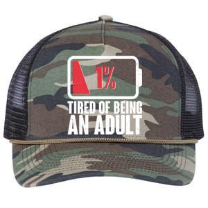 Funny Tired Of Being An Adult Low Battery Retro Rope Trucker Hat Cap