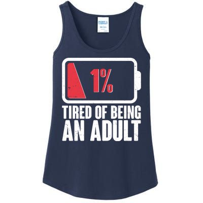 Funny Tired Of Being An Adult Low Battery Ladies Essential Tank