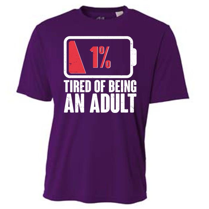 Funny Tired Of Being An Adult Low Battery Cooling Performance Crew T-Shirt