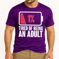 Funny Tired Of Being An Adult Low Battery Cooling Performance Crew T-Shirt
