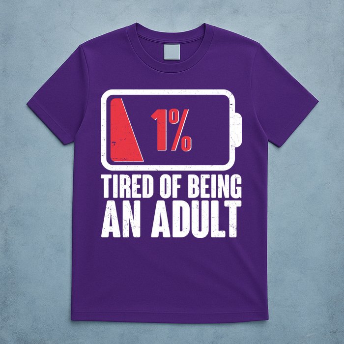 Funny Tired Of Being An Adult Low Battery T-Shirt