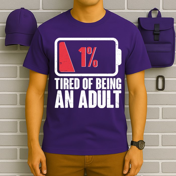 Funny Tired Of Being An Adult Low Battery T-Shirt