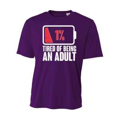 Funny Tired Of Being An Adult Low Battery Youth Performance Sprint T-Shirt