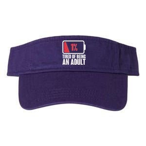 Funny Tired Of Being An Adult Low Battery Valucap Bio-Washed Visor