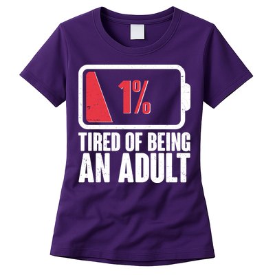 Funny Tired Of Being An Adult Low Battery Womens T-Shirt