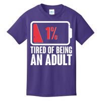 Funny Tired Of Being An Adult Low Battery Kids T-Shirt