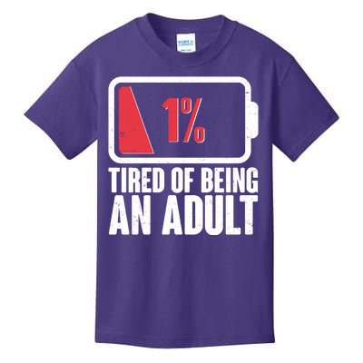 Funny Tired Of Being An Adult Low Battery Kids T-Shirt