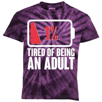 Funny Tired Of Being An Adult Low Battery Kids Tie-Dye T-Shirt