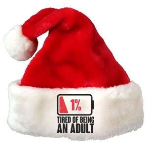 Funny Tired Of Being An Adult Low Battery Premium Christmas Santa Hat