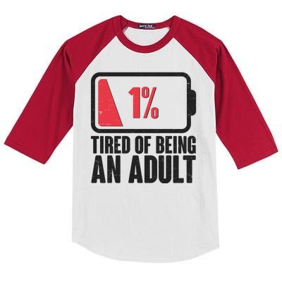 Funny Tired Of Being An Adult Low Battery Kids Colorblock Raglan Jersey