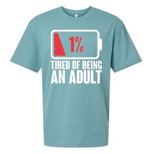 Funny Tired Of Being An Adult Low Battery Sueded Cloud Jersey T-Shirt