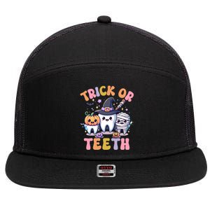 Funny Trick Or Th Halloween Dental Hygienist Or Assistant Cool Gift 7 Panel Mesh Trucker Snapback Hat