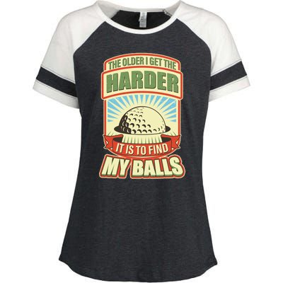 Funny The Older I Get The Harder It Is To Find My Balls Golfing Enza Ladies Jersey Colorblock Tee