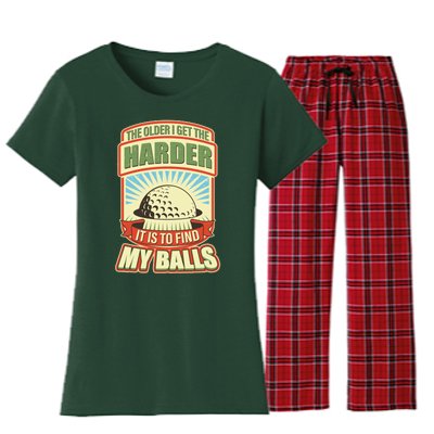 Funny The Older I Get The Harder It Is To Find My Balls Golfing Women's Flannel Pajama Set