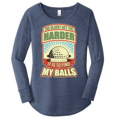 Funny The Older I Get The Harder It Is To Find My Balls Golfing Women's Perfect Tri Tunic Long Sleeve Shirt