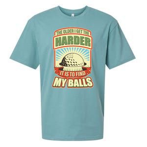 Funny The Older I Get The Harder It Is To Find My Balls Golfing Sueded Cloud Jersey T-Shirt