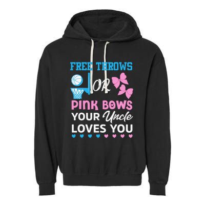 free throws or pink bows Uncle loves you gender reveal Garment-Dyed Fleece Hoodie