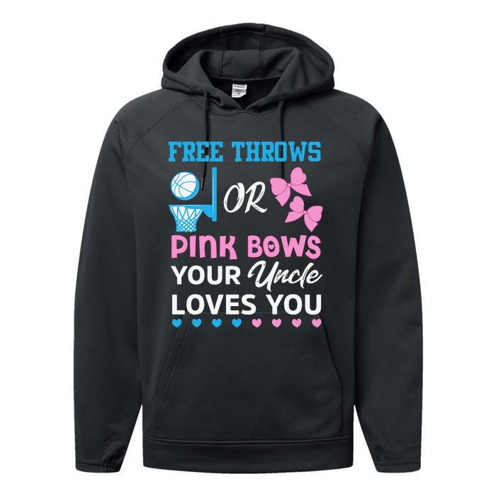 free throws or pink bows Uncle loves you gender reveal Performance Fleece Hoodie