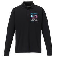 free throws or pink bows Uncle loves you gender reveal Performance Long Sleeve Polo