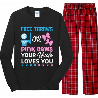 free throws or pink bows Uncle loves you gender reveal Long Sleeve Pajama Set