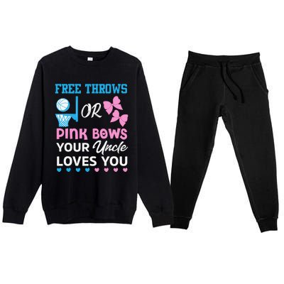 free throws or pink bows Uncle loves you gender reveal Premium Crewneck Sweatsuit Set