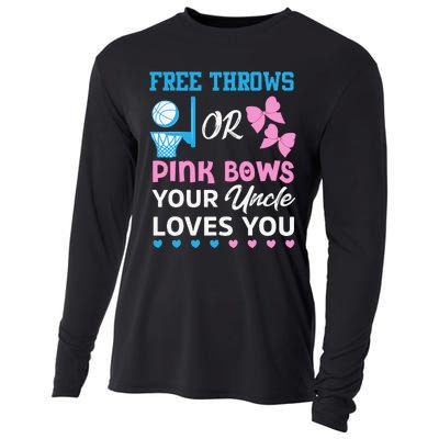 free throws or pink bows Uncle loves you gender reveal Cooling Performance Long Sleeve Crew