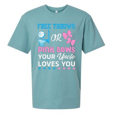 free throws or pink bows Uncle loves you gender reveal Sueded Cloud Jersey T-Shirt