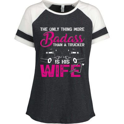 Funny The Only Thing More Badass Than A Trucker Is His Wife Enza Ladies Jersey Colorblock Tee