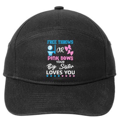 free throws or pink bows Big Sister loves you gender reveal 7-Panel Snapback Hat