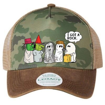 Funny Trick Or Treat Halloween Ghost Costume I Got A Rock Legacy Tie Dye Trucker Hat