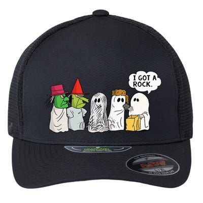Funny Trick Or Treat Halloween Ghost Costume I Got A Rock Flexfit Unipanel Trucker Cap