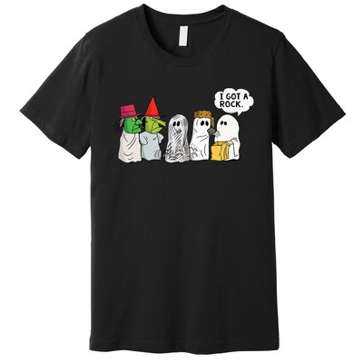 Funny Trick Or Treat Halloween Ghost Costume I Got A Rock Premium T-Shirt