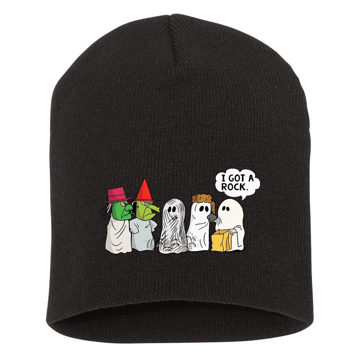 Funny Trick Or Treat Halloween Ghost Costume I Got A Rock Short Acrylic Beanie