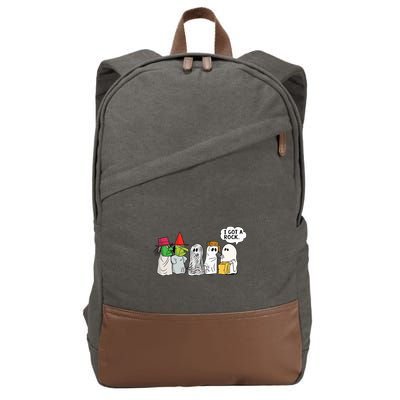 Funny Trick Or Treat Halloween Ghost Costume I Got A Rock Cotton Canvas Backpack