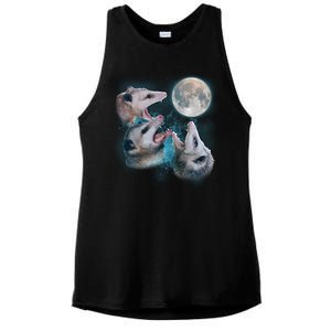 Funny Three Opossum Moon Ladies PosiCharge Tri-Blend Wicking Tank