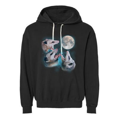 Funny Three Opossum Moon Garment-Dyed Fleece Hoodie